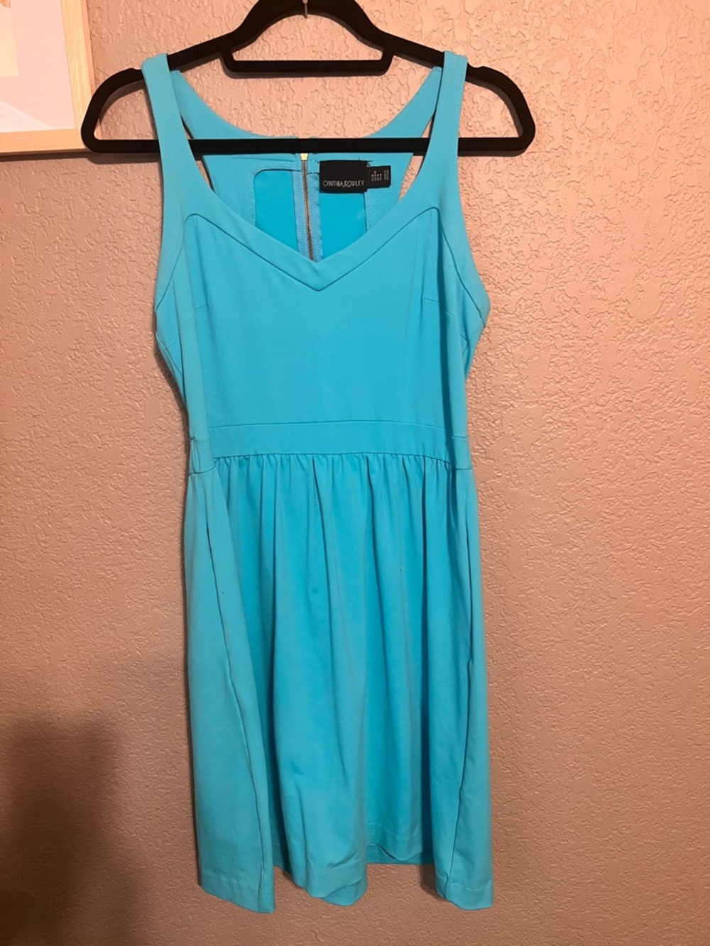 Cynthia Rowley Turquoise Sleeveless V-Neck Midi Dress